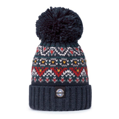 B&Q -  Reflective Fair Isle Knit Bobble HatNavy Simon Wilson