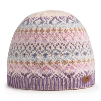 Superbobble Linga Heather Fairisle Beanie Hat Mauve - Image 4
