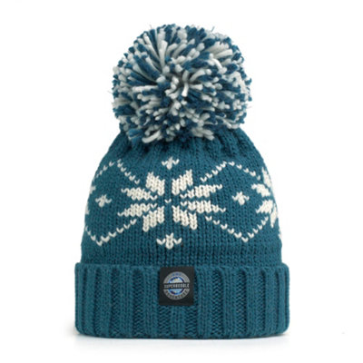 Superbobble Reflective Nordic Knit Bobble HatTeal Flora from B&Q