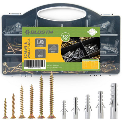 Blostm Screws And Wall Plugs200 Piece from B&Q