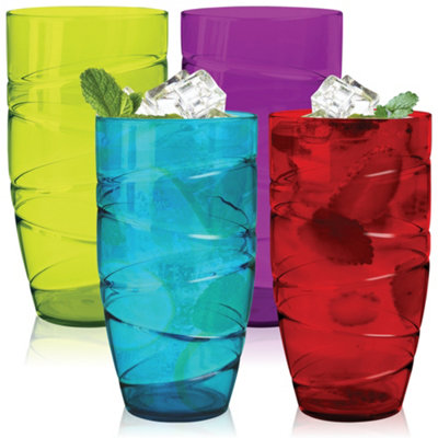 Heftman Coloured Swirl Acrylic TumblersSet Of 4 from B&Q