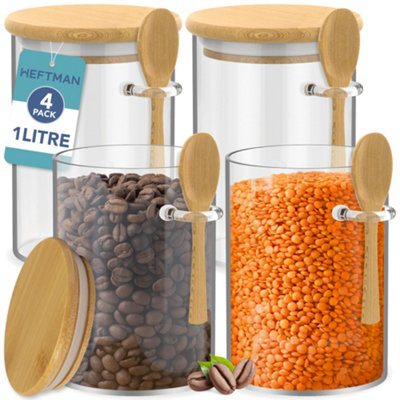 Heftman Glass Jars With Spoons 1 Litre4 Pack from B&Q