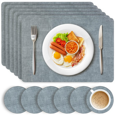 Heftman Placemats And Coasters 6 SetsBlue from B&Q