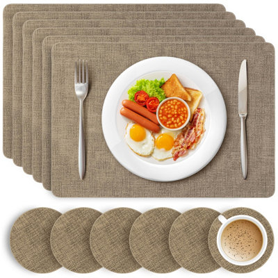 Heftman Placemats And Coasters 6 SetsGold from B&Q