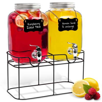Heftman 2 X 4L Glass Drink Dispenser With Stand from B&Q
