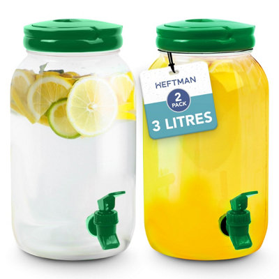 Heftman Plastic Drinks Dispenser 3L Green2 Pack from B&Q