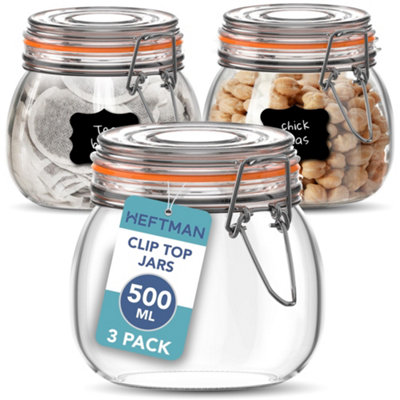  - Heftman Clip Top Jars 500Ml3 Pack