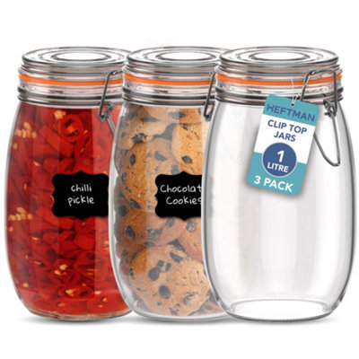  - Heftman Clip Top Jars 1 Litre3 Pack