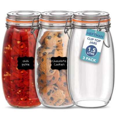  - Heftman Clip Top Jars 1.5 Litre3 Pack
