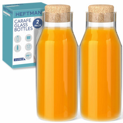Heftman Carafe Glass Bottles 2L2 Pack from B&Q