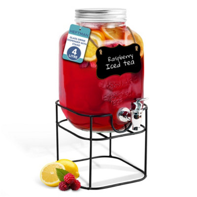 Heftman 4L Glass Drink Dispenser With Stand from B&Q