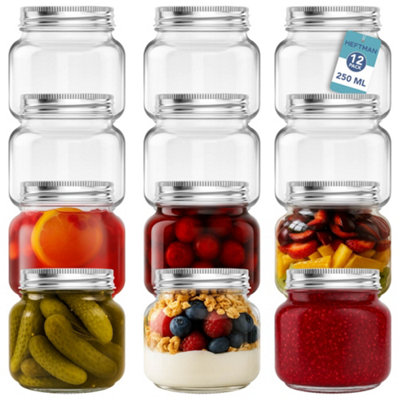 B&Q Heftman Mason Glass Jars - 12 Pack (250Ml)