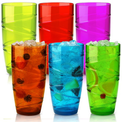Heftman Coloured Swirl Acrylic TumblersSet Of 6 from B&Q
