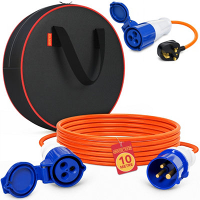 Gadlane 10M Extension Lead Set 16A 240V Camping Electric Hook Up Cable from B&Q