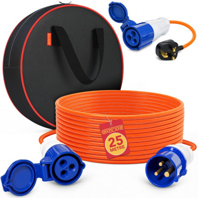 Gadlane 25M Extension Lead Set16A 240V Camping Electric Hook Up Cable from B&Q
