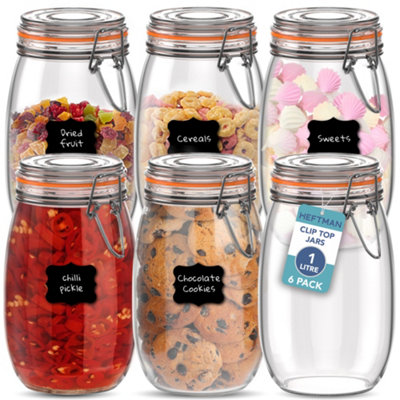  - Heftman Clip Top Jars 1 Litre6 Pack