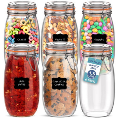  - Heftman Clip Top Jars 1.5 Litre6 Pack