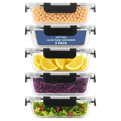 Heftman Glass Food Containers- 5 Pcs from B&Q