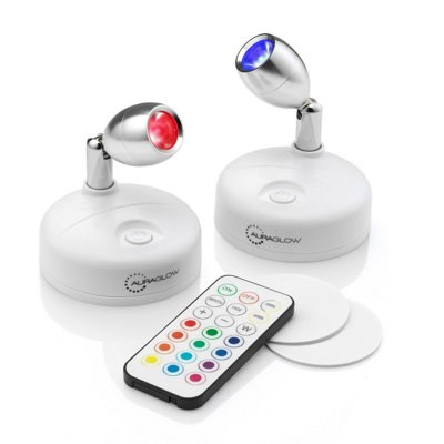 Auraglow Led Wireless Remote Colour Changing SpotlightsTwin Pack from B&Q