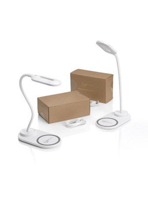 Auraglow Flexible Lamp With 10W Qi Wireless Fast Charger -White-2 Pack from B&Q