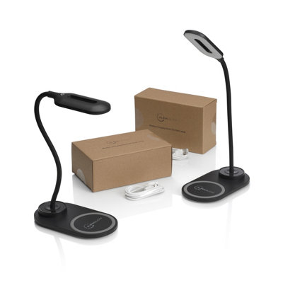 Auraglow Flexible Lamp With 10W Qi Wireless Fast Charger -Black-2 Pack from B&Q