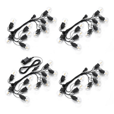 Auraglow Warm Led Bulb Festoon String Set - 4 Lengths (40 Bulbs) White/Light