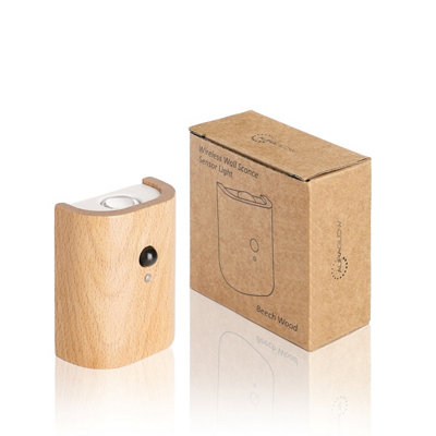 Auraglow Wooden Rechargeable Motion Sensor Wall LightBeech from B&Q
