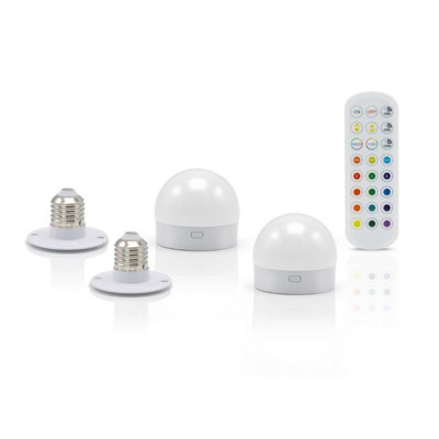 Auraglow Omniance Rechargeable Wireless Led Light E27 Light Source With Remote2 Pack from B&Q