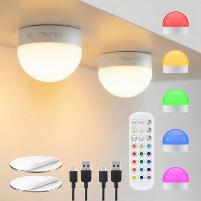 Auraglow Omniance Rechargeable Wireless Led Light With Remote & Magnetic Mount2 Pack from B&Q