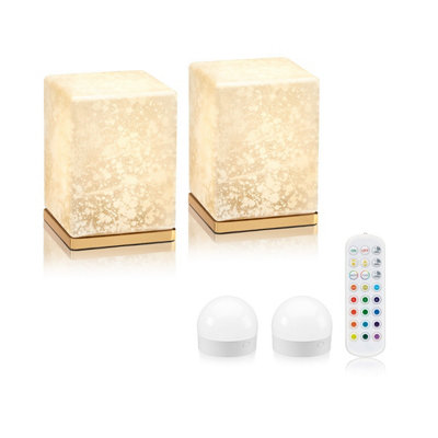 Auraglow Omniance Delphine Rechargeable Wireless Table Lamp With Remote2 Lamps2 Light Sources1 Remote from B&Q