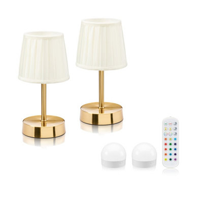 Auraglow Omniance Avalon Rechargeable Wireless Table Lamp With Remote2 Lamps2 Light Sources1 Remote from B&Q