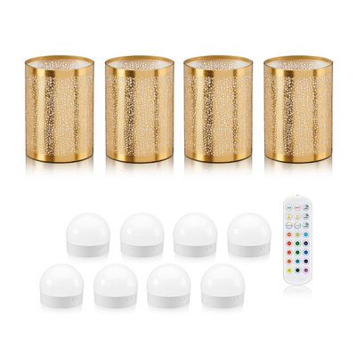 Auraglow Omniance Seraphine Rechargeable Wireless Table Lamp With RemoteBrass4 Lamps8 Light Sources1 Remote from B&Q