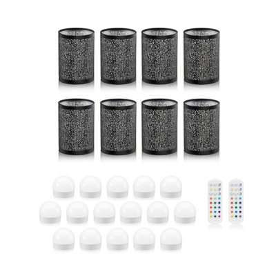 Auraglow Omniance Seraphine Rechargeable Wireless Table Lamp With RemoteBlack8 Lamps16 Light Sources2 Remotes from B&Q