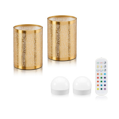 Auraglow Omniance Seraphine Rechargeable Wireless Table Lamp With RemoteBrass2 Lamps2 Light Sources1 Remote from B&Q