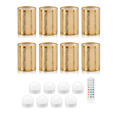 Auraglow Omniance Seraphine Rechargeable Wireless Table Lamp With RemoteBrass8 Lamps8 Light Sources1 Remote from B&Q