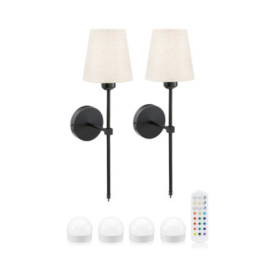 Auraglow Omniance Monaco Rechargeable Wireless Wall Lights With RemoteBlack2 Lamps4 Light Sources1 Remote from B&Q