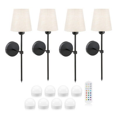 Auraglow Omniance Monaco Rechargeable Wireless Wall Lights With RemoteBlack4 Lamps8 Light Sources1 Remote from B&Q