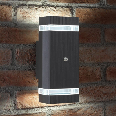 Auraglow Dusk Till Dawn Sensor Double Up & Down Wall LightThruxtonAnthraciteCool White from B&Q