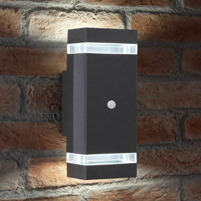 Auraglow Pir Motion Sensor Double Up & Down Wall LightKingstoneAnthraciteCool White from B&Q