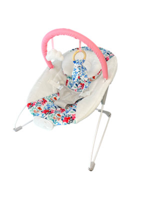 LADIDA Grey & Floral Baby Bouncer Vibration Calming Music Toy Bar & Toys 321 - Image 2