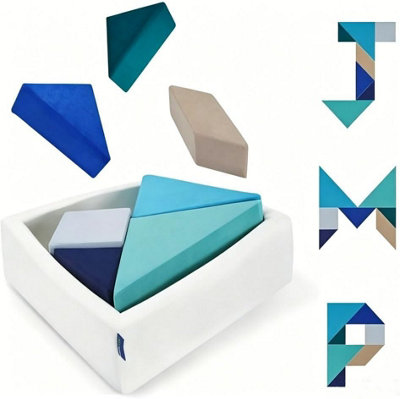 LADIDA Kids Modular Play Sofa Tangram Puzzle Couch Soft Foam Toddler Seat -Ocean - Image 2