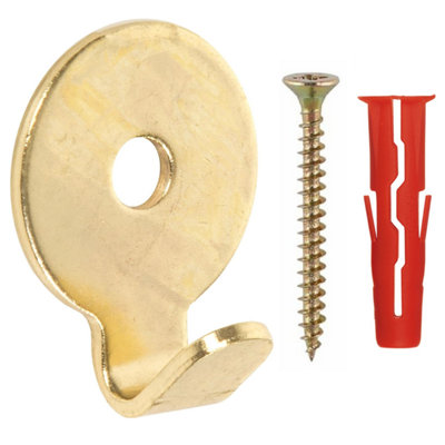 Taskar Brass Heavy Duty Round Picture Hooks With Fixings 20 Pack from B&Q