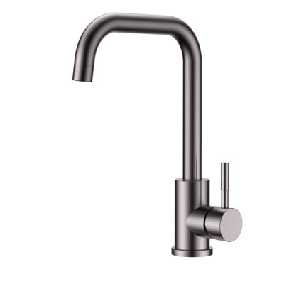 Reginox Salina Gunmetal Square Neck Kitchen Mixer TapDeck MountedStainless Steel Finish from B&Q