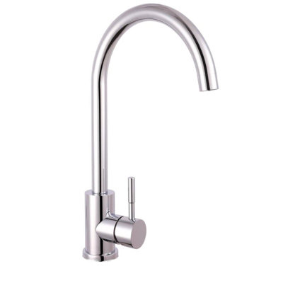 Reginox Taravo Ch Modern Chrome Swan Neck Kitchen Mixer TapStainless SteelDeck Mounted from B&Q