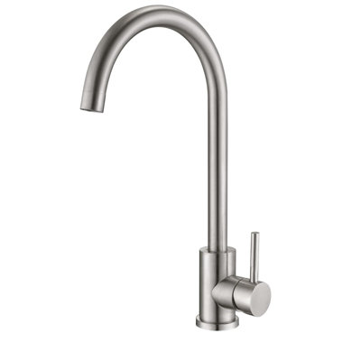 Reginox Taravo Bn Brushed Nickel Single Lever Swan Neck Kitchen Mixer Tap from B&Q