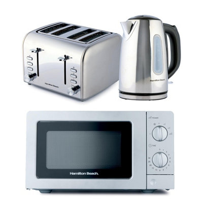 Hamilton Beach Rise Polished Hbktmp Solo Microwave, Electric Kettle & 4-Slice Toaster Bundle - Silver, Silver/Grey - Image 4