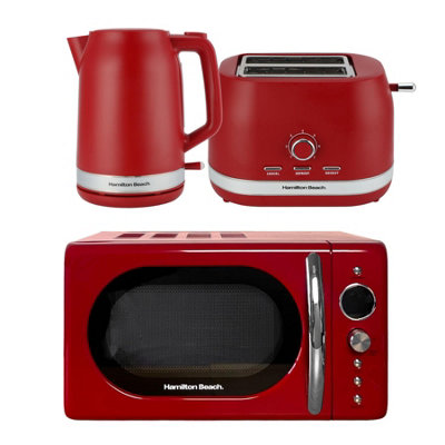 Hamilton Beach Ella Kettle, Toaster & Microwave Set, Ellarb Red