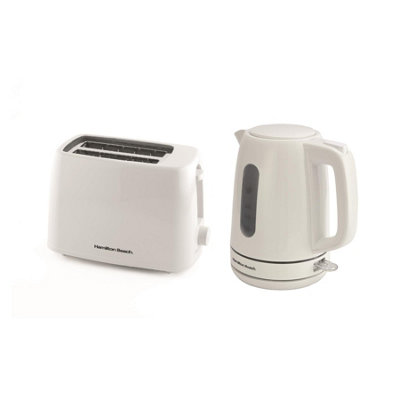 Hamilton Beach White Kettle & Toaster Set, Rise Collection, 1L