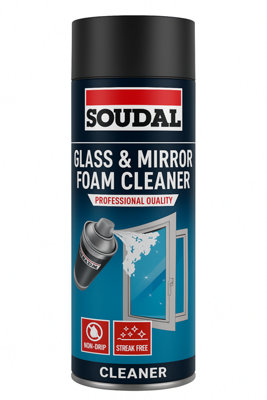 B&Q -  Soudal Glass & Mirror Foam Cleaner 750Ml Professional Non-Drip Formula