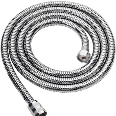 Ebuyergate Chrome Shower Bath Hose Flexible Stainless Steel Replacement Pipe 2 Meter (2 Meter) from B&Q
